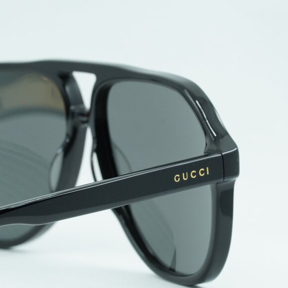 Gucci GG1042S 001 Sunglasses Black Aviator Frame, Grey Lenses main image 4